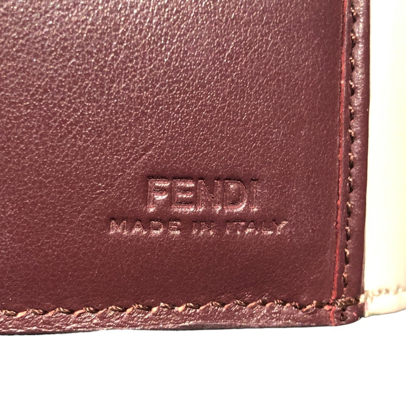 フェンディ FENDI ピーカブーミディアムウォレット 8M0359 グレー/ボルドー レザー レディース 二つ折り財布