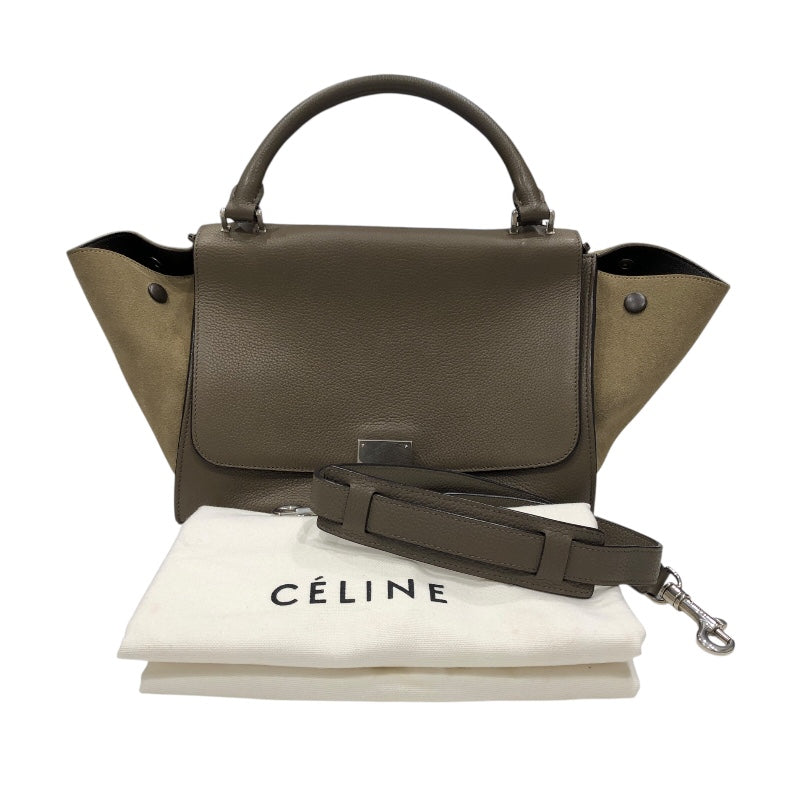 セリーヌ CELINE トラペーズスモール グレージュ　SV金具 レザー/スエード レディース ハンドバッグ