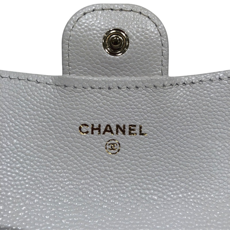 シャネル CHANEL マトラッセフラップカードケース AP0214 ホワイトGD金具 キャビアスキン レディース カードケース