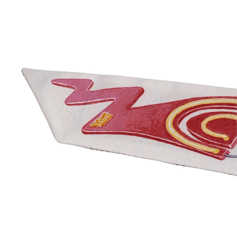 エルメス HERMES ツイリー CHEVALOSCOPENEON ホワイト シルク レディース スカーフ