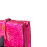 エルメス HERMES ベアンスフレ C刻 ローズシェヘラザード アリゲーター レディース 長財布