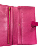 エルメス HERMES ベアンスフレ C刻 ローズシェヘラザード アリゲーター レディース 長財布