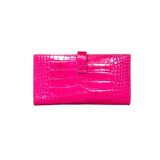 エルメス HERMES ベアンスフレ C刻 ローズシェヘラザード アリゲーター レディース 長財布