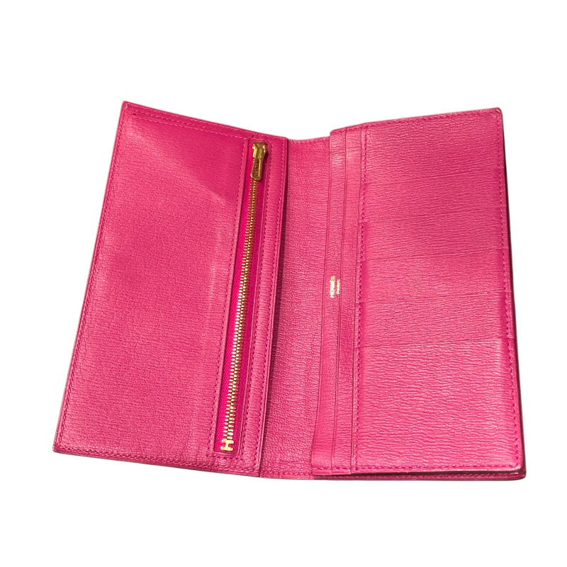 エルメス HERMES ベアンスフレ C刻 ローズシェヘラザード アリゲーター レディース 長財布