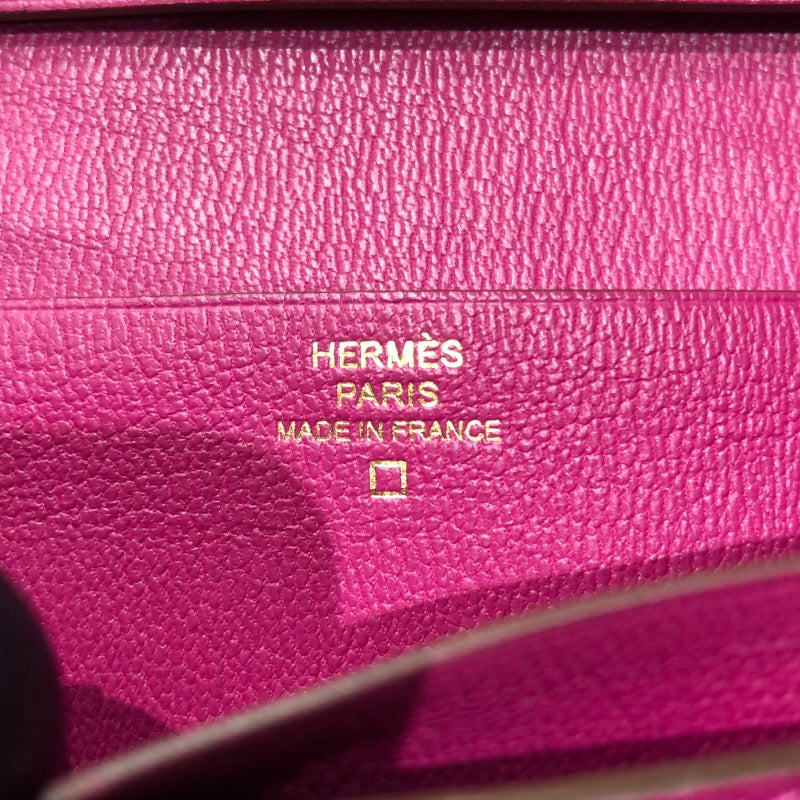 エルメス HERMES ベアンスフレ C刻 ローズシェヘラザード アリゲーター レディース 長財布