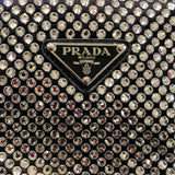 プラダ PRADA トライアングルロゴワンショルダー ブラック/クリスタル クリスタル/レザー レディース ショルダーバッグ