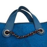 シャネル CHANEL 2WAYチェーントート A66709 ターコイズブルー フェルト・レザー レディース トートバッグ
