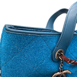 シャネル CHANEL 2WAYチェーントート A66709 ターコイズブルー フェルト・レザー レディース トートバッグ