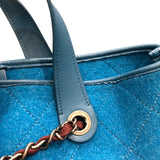 シャネル CHANEL 2WAYチェーントート A66709 ターコイズブルー フェルト・レザー レディース トートバッグ