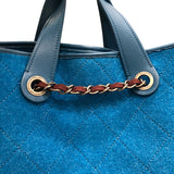 シャネル CHANEL 2WAYチェーントート A66709 ターコイズブルー フェルト・レザー レディース トートバッグ