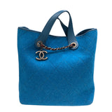 シャネル CHANEL 2WAYチェーントート A66709 ターコイズブルー フェルト・レザー レディース トートバッグ