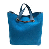 シャネル CHANEL 2WAYチェーントート A66709 ターコイズブルー フェルト・レザー レディース トートバッグ