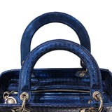 クリスチャン・ディオール Christian Dior レディディオールミディアム ブルー パテント レディース ハンドバッグ