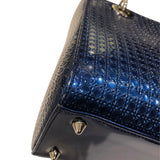 クリスチャン・ディオール Christian Dior レディディオールミディアム ブルー パテント レディース ハンドバッグ