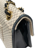 シャネル CHANEL キルティングチェーンショルダーバッグ アイボリーゴールド金具 コットン/エナメル レディース ショルダーバッグ