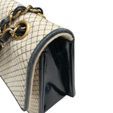シャネル CHANEL キルティングチェーンショルダーバッグ アイボリーゴールド金具 コットン/エナメル レディース ショルダーバッグ