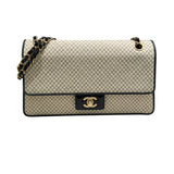 シャネル CHANEL キルティングチェーンショルダーバッグ アイボリーゴールド金具 コットン/エナメル レディース ショルダーバッグ
