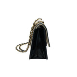 シャネル CHANEL キルティングチェーンショルダーバッグ アイボリーゴールド金具 コットン/エナメル レディース ショルダーバッグ
