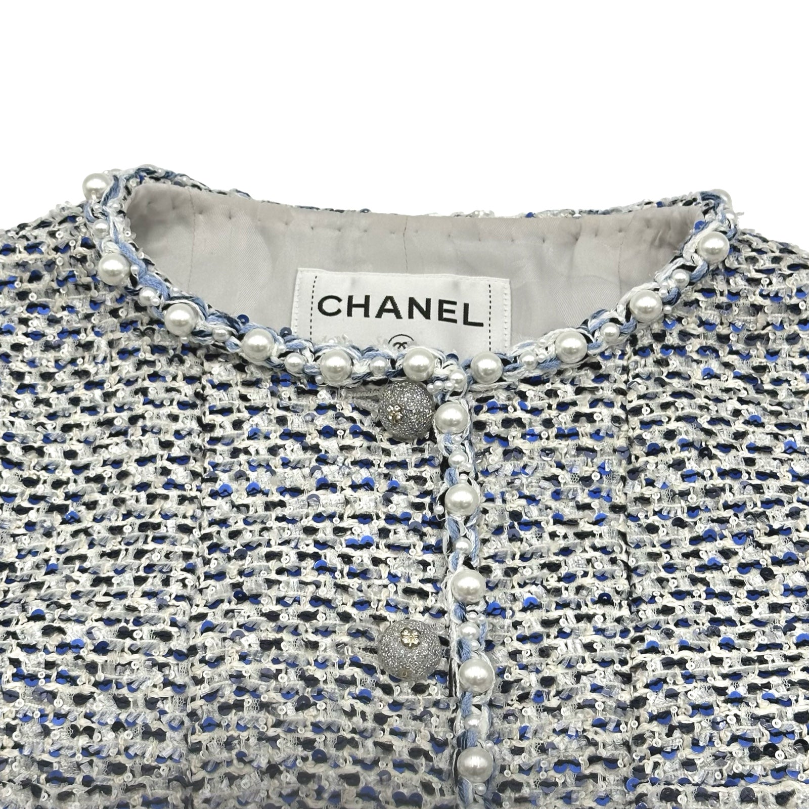 シャネル CHANEL パールトリムツイードクロップドジャケット P78980
