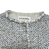 シャネル CHANEL パールトリムツイードクロップドジャケット P78980 グレー ツイード レディース ノーカラージャケット