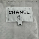 シャネル CHANEL パールトリムツイードクロップドジャケット P78980 グレー ツイード レディース ノーカラージャケット