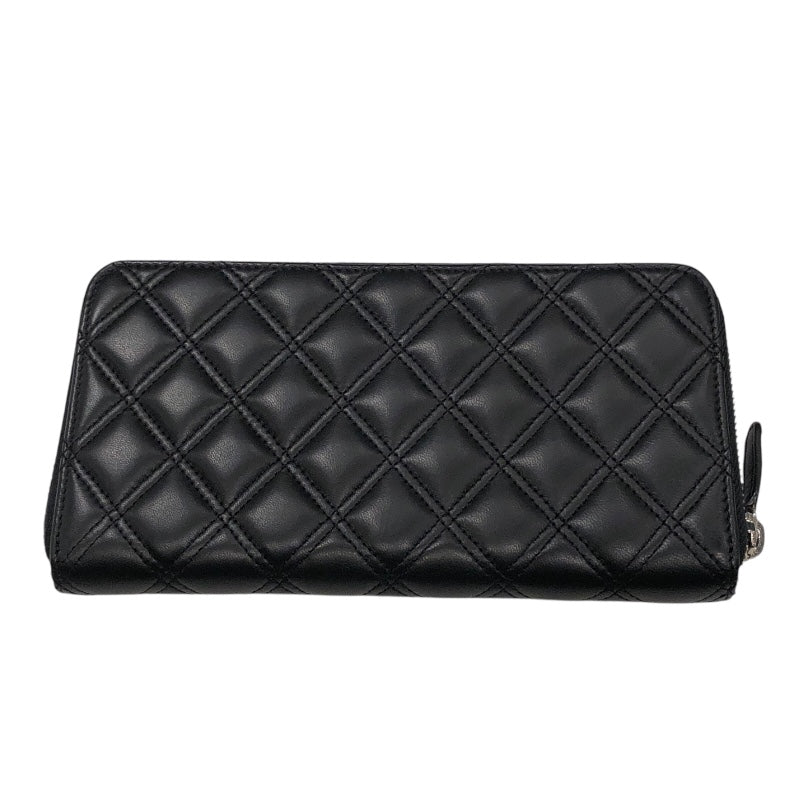 シャネル CHANEL ラウンドファスナー 長財布 ブラック マトラッセ 