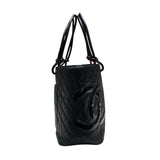シャネル CHANEL カンボンラインラージトート A25169 ブラック　シルバー金具 カーフ レディース ハンドバッグ