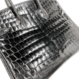 エルメス HERMES バーキン25 T刻印　(2015年) ブラック　シルバー金具 ニロティカス　リセ レディース ハンドバッグ