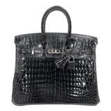 エルメス HERMES バーキン25 T刻印　(2015年) ブラック　シルバー金具 ニロティカス　リセ レディース ハンドバッグ