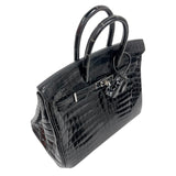 エルメス HERMES バーキン25 T刻印　(2015年) ブラック　シルバー金具 ニロティカス　リセ レディース ハンドバッグ