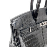エルメス HERMES バーキン25 T刻印　(2015年) ブラック　シルバー金具 ニロティカス　リセ レディース ハンドバッグ