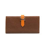 エルメス HERMES ベアンスフレ　ヴェルソ □L コニャック/オレンジ　SV金具 シェーブル ユニセックス 長財布