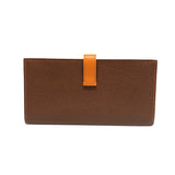 エルメス HERMES ベアンスフレ　ヴェルソ □L コニャック/オレンジ　SV金具 シェーブル ユニセックス 長財布