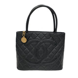 シャネル CHANEL 復刻トート A01804 ブラックゴールド金具 キャビアスキン レディース トートバッグ