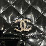 シャネル CHANEL ブリリアントマトラッセチェーンウォレット A48692 ブラック シルバー金具 パテント レディース ウォレットチェーン