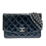 シャネル CHANEL ブリリアントマトラッセチェーンウォレット A48692 ブラック シルバー金具 パテント レディース ウォレットチェーン