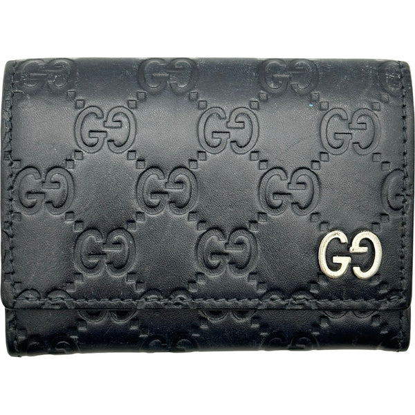 グッチ GUCCI グッチシマ カードケース 473923 ネイビー レザー