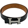 エルメス HERMES コンスタンスHベルト 75 ▢G刻印 ブラック/ゴールド シルバー金具 ボックスカーフ レディース ベルト
