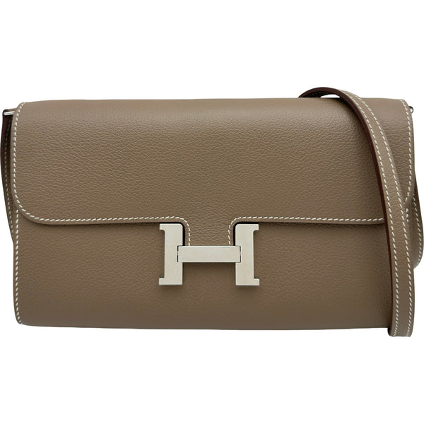 美品 エルメス ヴェスパ グレージュ ムートン ブラウン シルバー金具 手袋 エルメス HERMES コンスタンストゥーゴー W刻印 エトゥープ シルバー