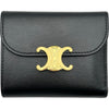 セリーヌ CELINE トリオンフスモールフラップウォレット 10D783 ブラック ゴールド金具 シャイニーカーフ レディース 二つ折り財布