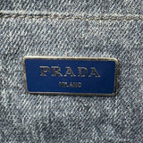 プラダ PRADA カナパビジューハンドバッグ ブルー シルバー金具 デニム/スタッズ レディース ショルダーバッグ