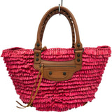 バレンシアガ BALENCIAGA ストローハンドバッグ 2869900 ピンク/ブラウン ラフィア/レザー レディース ハンドバッグ