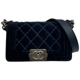 シャネル CHANEL ボーイシャネル20 A67085 19番台 ネイビー シルバー金具 ベルベット/レザー レディース ショルダーバッグ