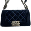 シャネル CHANEL ボーイシャネル20 A67085 19番台 ネイビー シルバー金具 ベルベット/レザー レディース ショルダーバッグ