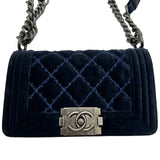 シャネル CHANEL ボーイシャネル20 A67085 19番台 ネイビー シルバー金具 ベルベット/レザー レディース ショルダーバッグ