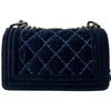 シャネル CHANEL ボーイシャネル20 A67085 19番台 ネイビー シルバー金具 ベルベット/レザー レディース ショルダーバッグ