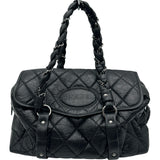 シャネル CHANEL ロゴボウリングチェーンショルダー 10番台 ブラック シルバー金具 エイジドカーフ レディース ショルダーバッグ