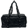 シャネル CHANEL ロゴボウリングチェーンショルダー 10番台 ブラック シルバー金具 エイジドカーフ レディース ショルダーバッグ