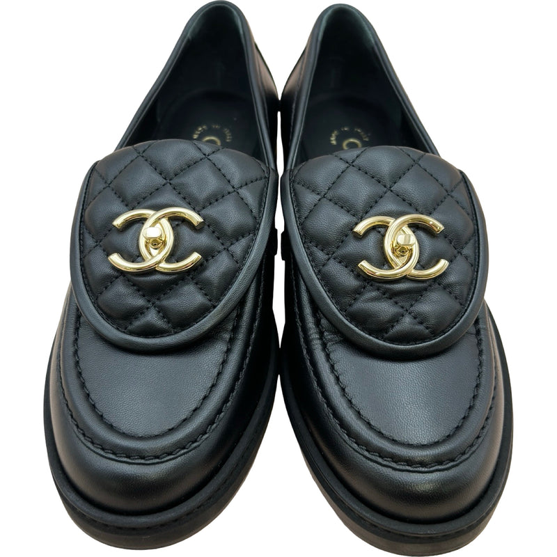 正規品！CHANELシャネル ターンロックココマーク ローファー ブラック 36 シャネル CHANEL ココマークターンロックローファー G36646 ブラック
