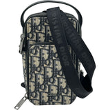 クリスチャン・ディオール Christian Dior オブリークライダーマイクロポーチ ネイビー シルバー金具 ジャガード/レザー レディース ショルダーバッグ